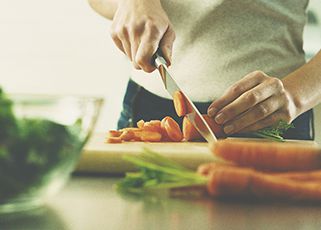 chopping carrots