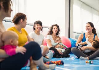 Group of mothers at a baby class