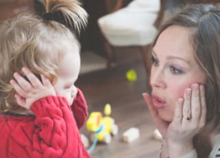 Mum speaking to baby