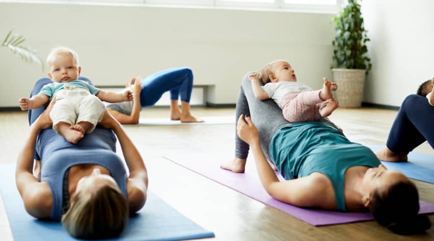 Mums doing baby Yoga