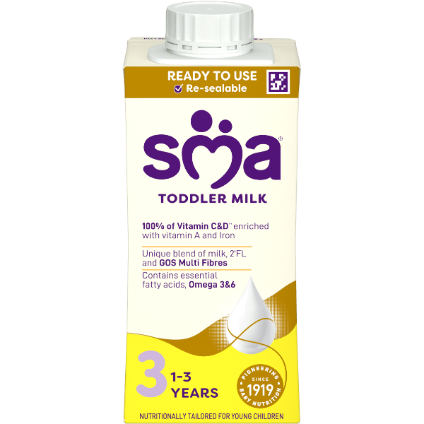 Carton of SMA Toddler Milk Ready to Drink 200ml for children 1 to 3 years, transparent background