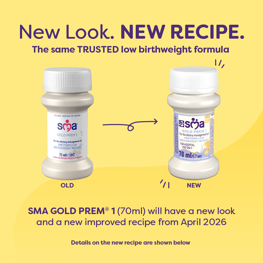 New look messaging showing both versions of packaging on a yellow background