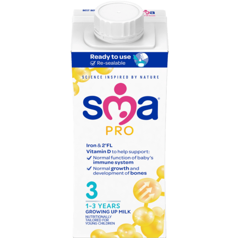 Carton of SMA Toddler Milk Ready to Drink 200ml for children 1 to 3 years, transparent background