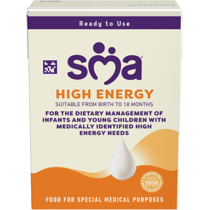 Carton of SMA High Energy Ready to drink Formula 200ml on a transparent background 